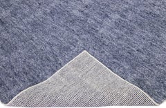 Blue Modern Apadana's Groove Handmade Bamboo/Silk Rug with Solid Design