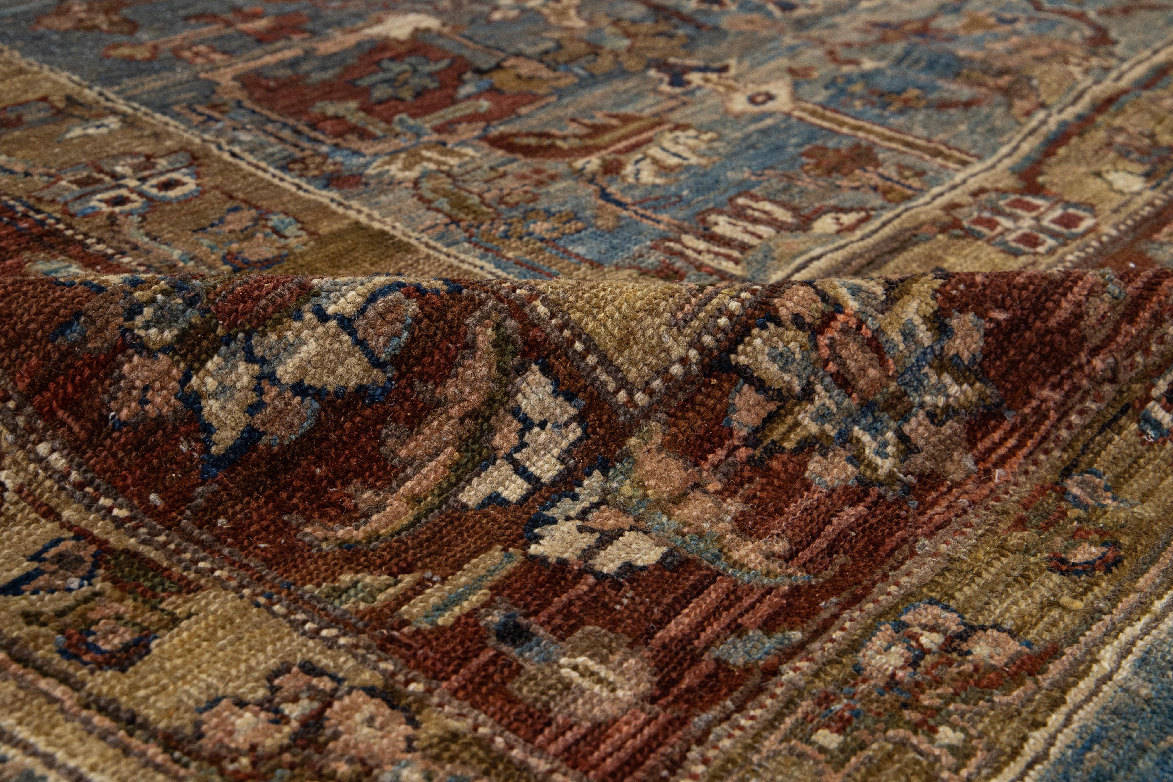 Blue Modern Bakshaish Tribal Wool Rug with Allover Motif For Sale 8