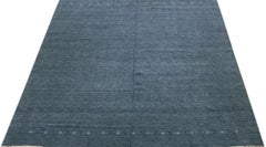 Blue Modern Gabbeh Style Wool Rug with Minimalist Design