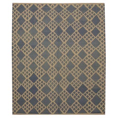 Blaue moderne Kilim Teppiche Geometrische Teppiche Wolle Skandinavische Teppiche