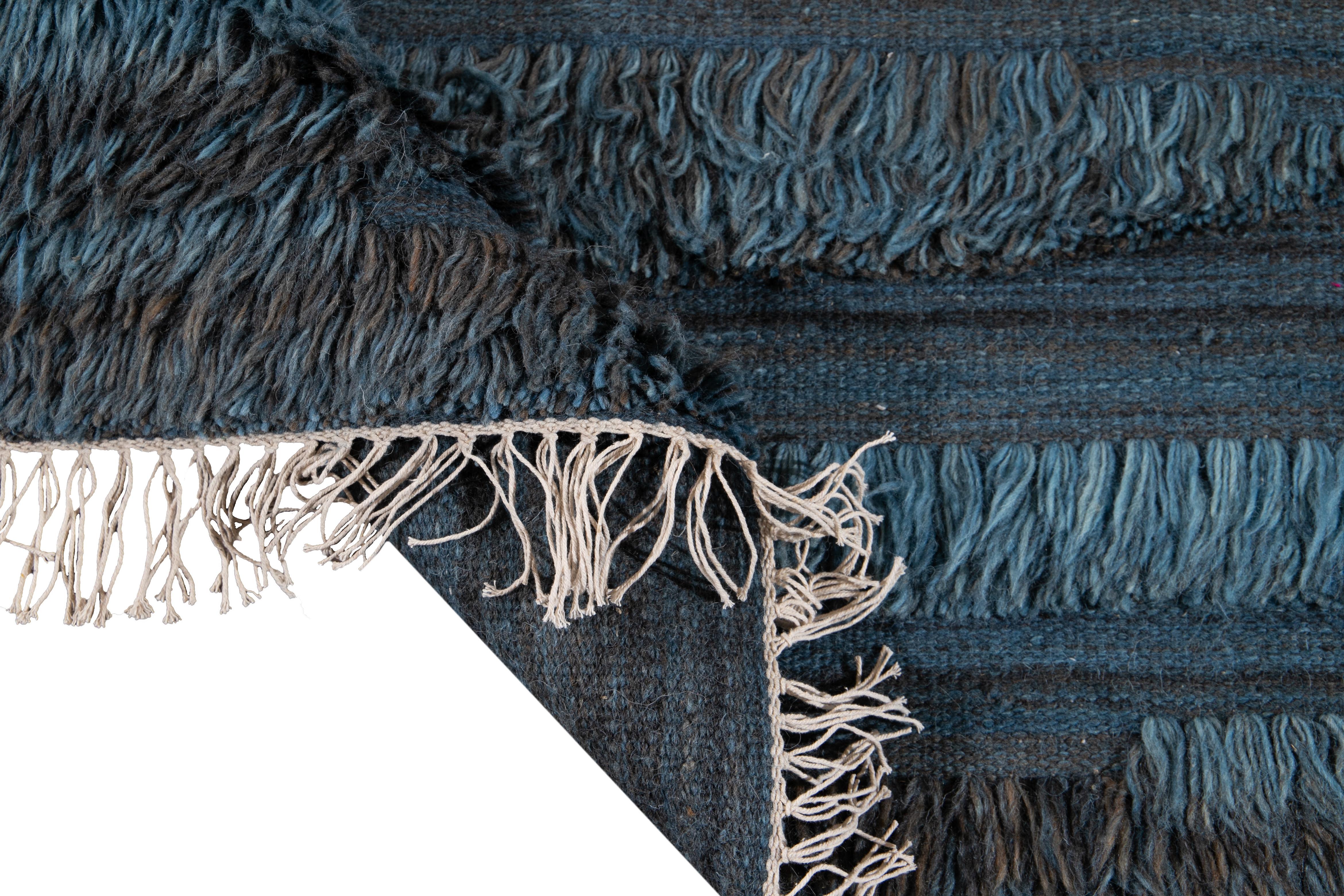 Alfombra de lana bereber azul de estilo marroquí moderno Pakistaní en venta
