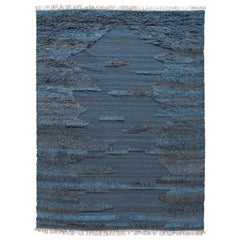Blue Modern Moroccan-Style Berber Wool Rug