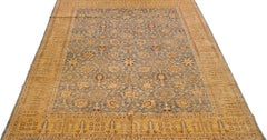 Blue Modern Peshawar Handmade Wool Rug With Palmettes Motif