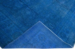 Blue Modern Peshawar Overdyed Handmade Indian Wool Rug