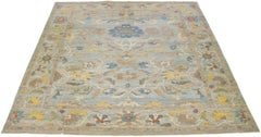 Tappeto blu moderno in lana Sultanabad Rugs con motivo floreale all'aperto