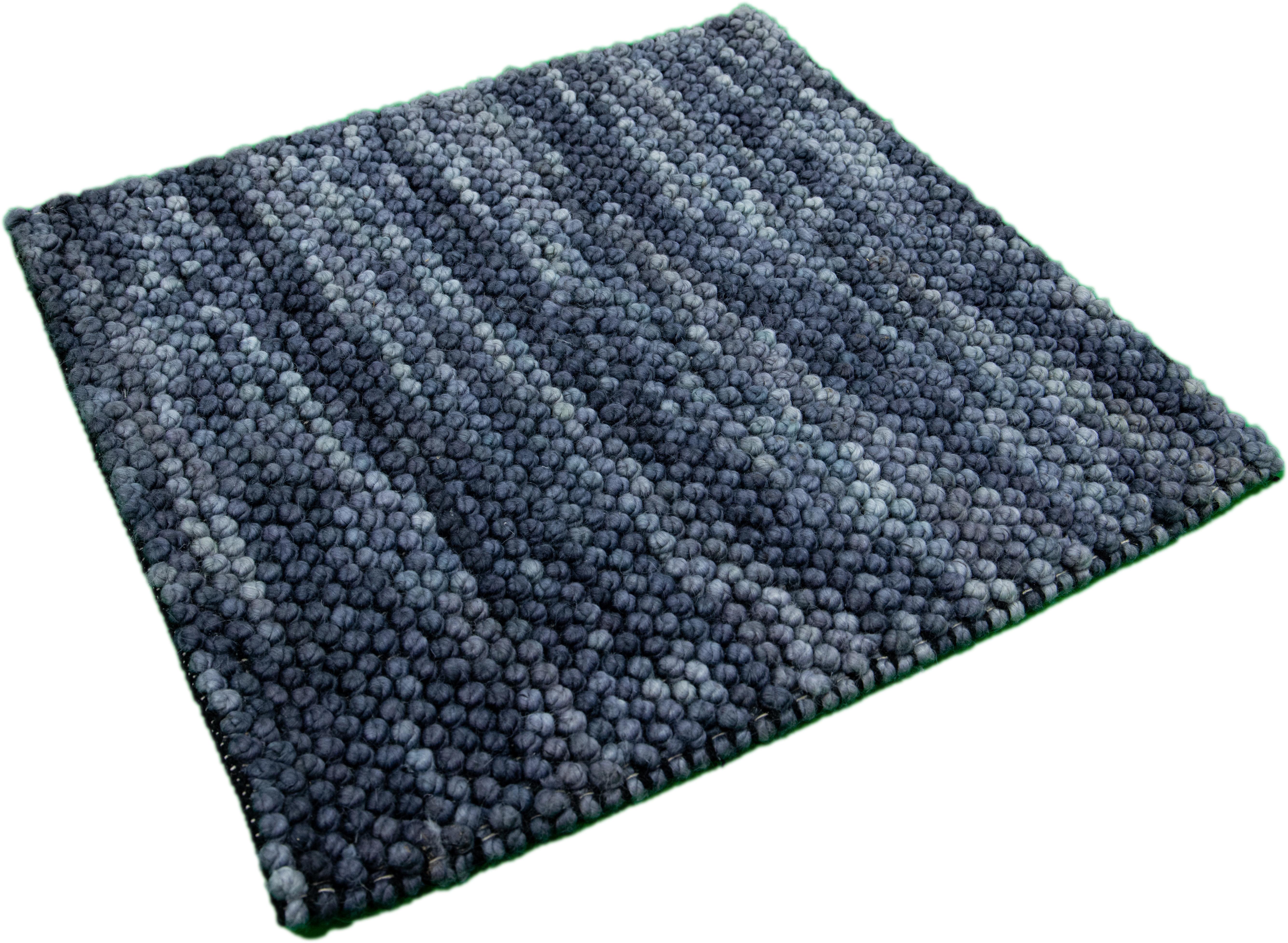 Blaue Moderne Textur Handgefertigter Wollteppich (Indisch) im Angebot