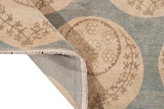 Blue Modern Tibetan Handmade Wool Rug