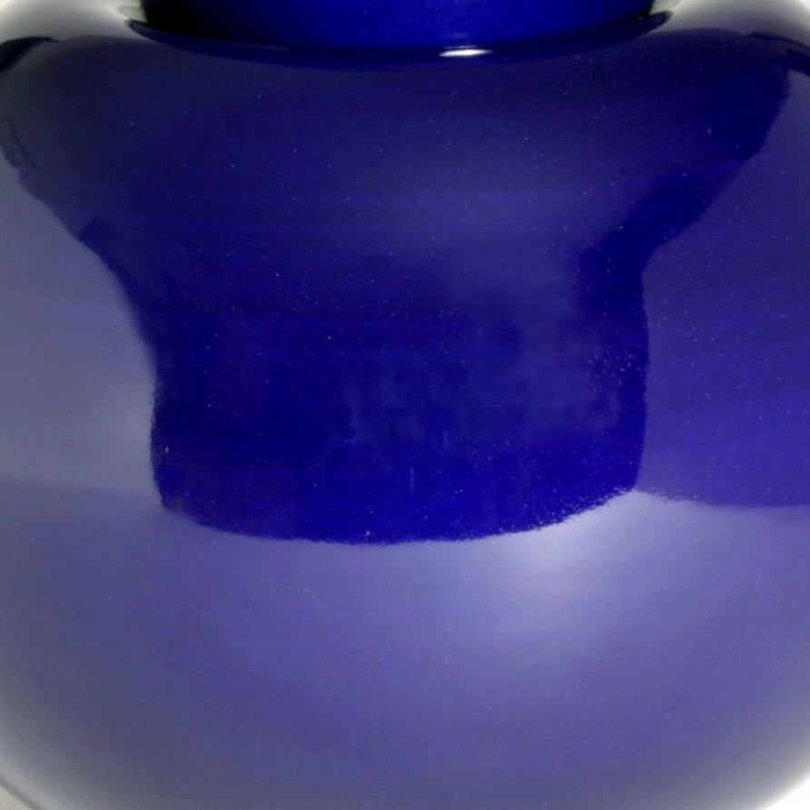 Blue Modern Vase and Cover, 1970s In Excellent Condition For Sale In New York, NY