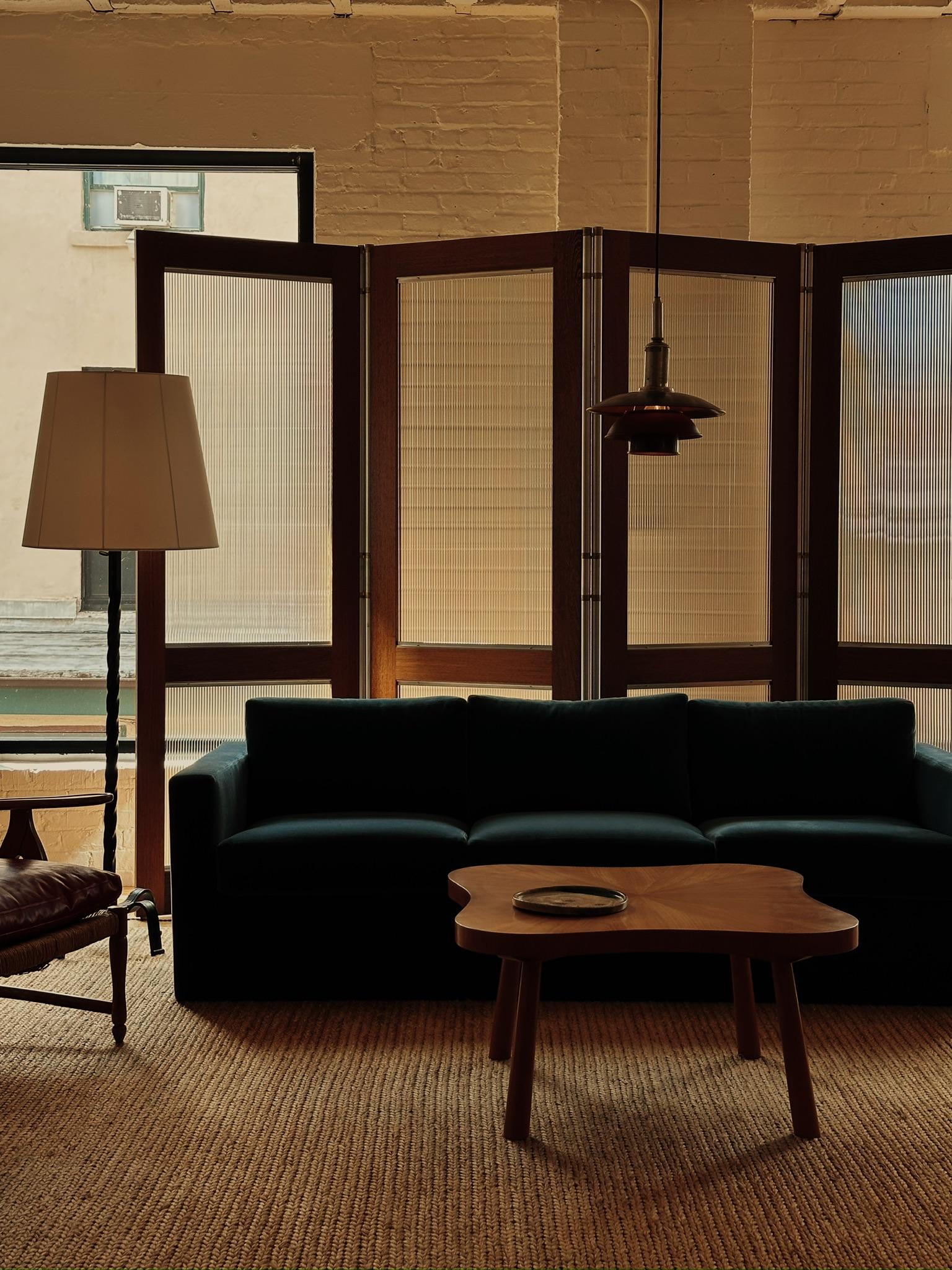 Blue Mohair Drexel Three Seater Sofa For Sale 6