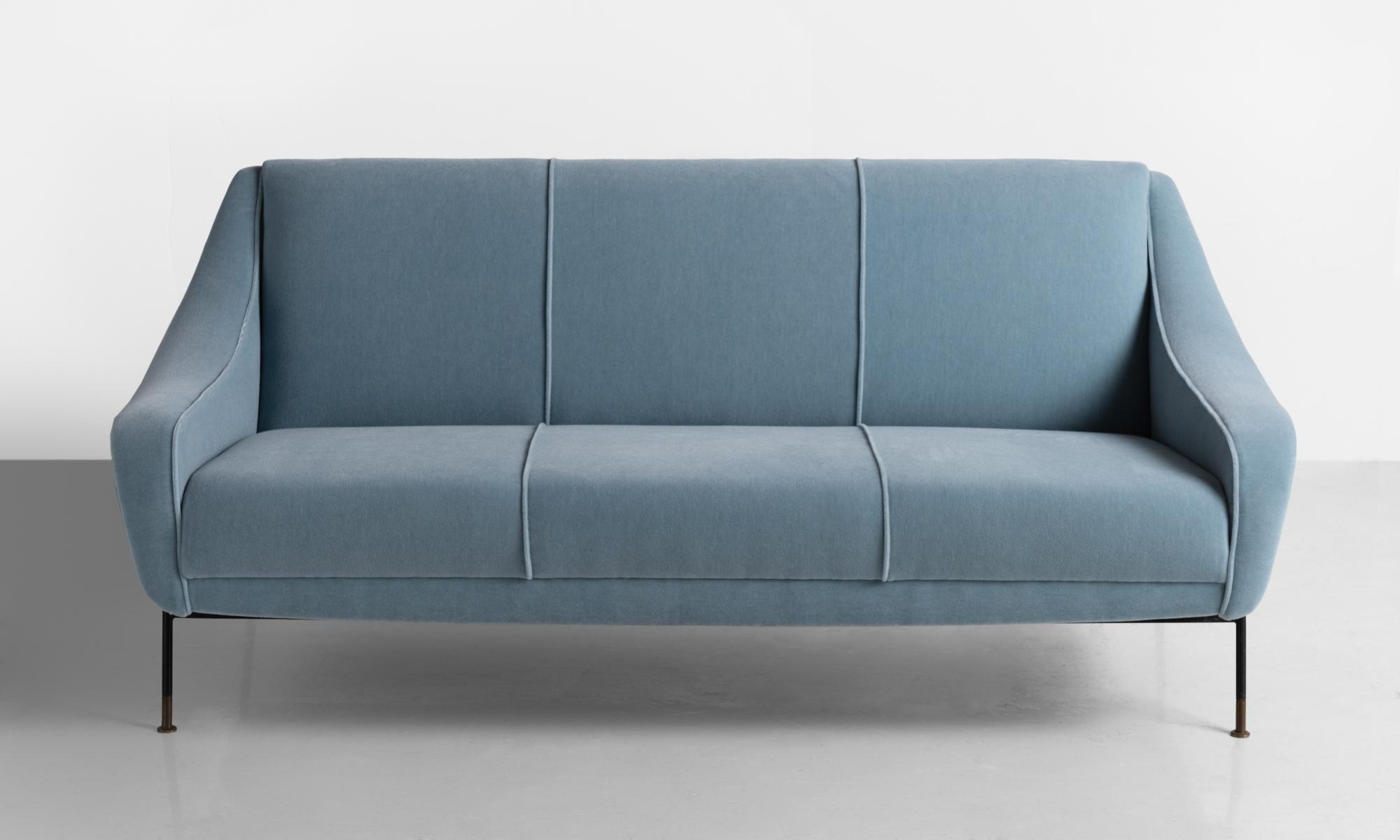 Blue Mohair Modern Sofa by Ezio Minotti, Italy, circa 1950.

Elegant form, newly upholstered in Mahram mohair supreme.