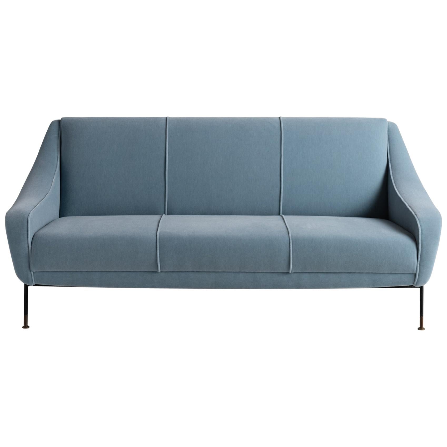 Blue Mohair Modern Sofa by Ezio Minotti, Italy, circa 1950