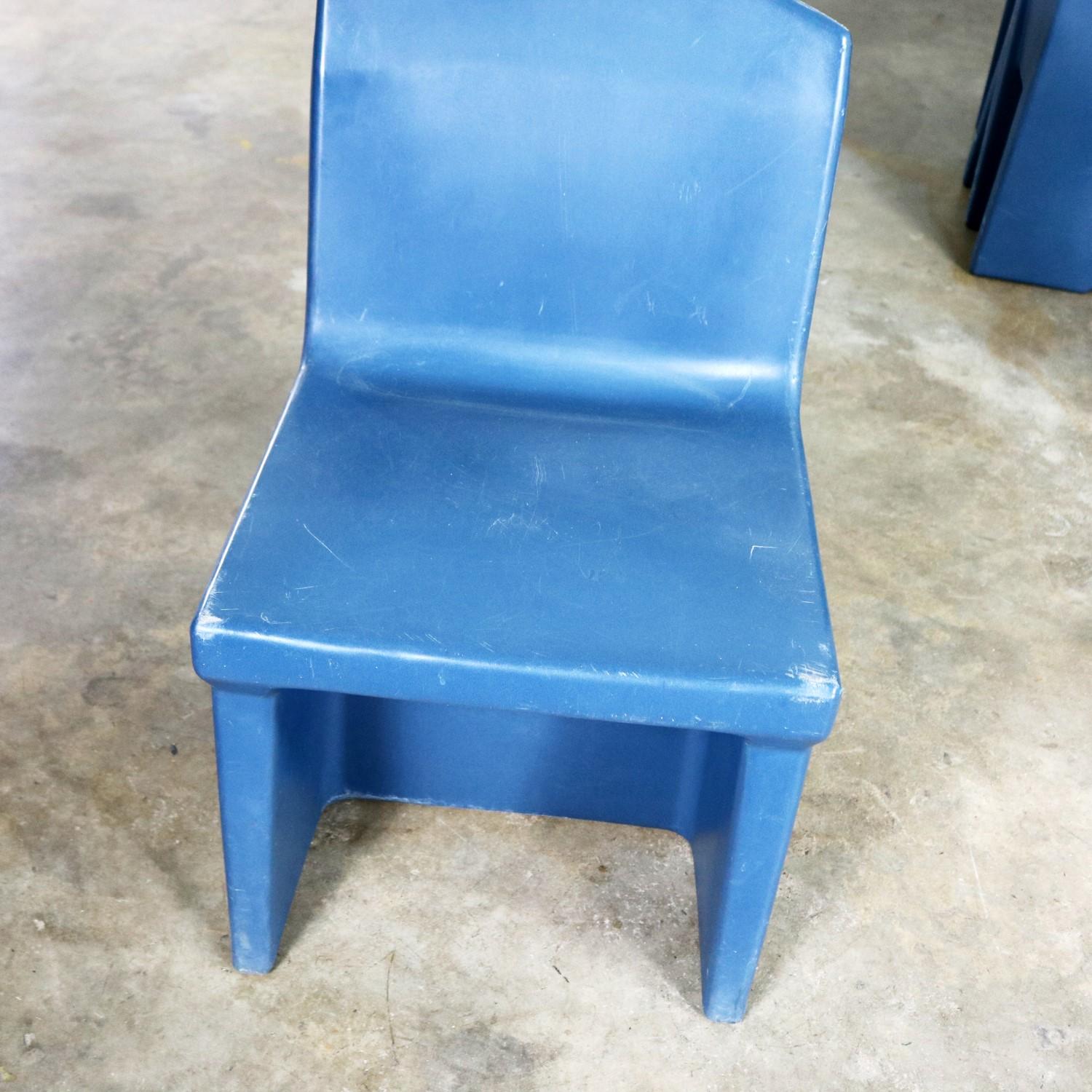 Blue Molded Plastic Side or Slipper Chairs by Norix Set of Eight 1