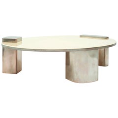 Table basse ovale Moom Mmxix du 21e siècle en résine et cuivre argenté
