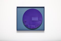 Blue MOON Mirror by Reda Amalou Design, Colored Glass & Lacquer Frame
