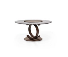 Blue Moon Round Dining Table with Marble Lazy Susan