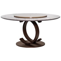 Blue Moon Round Dining Table with Marble Lazy Susan