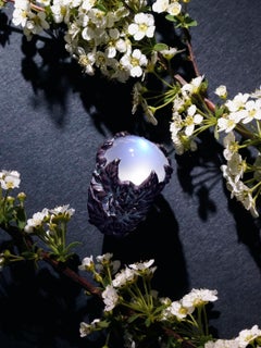Blue Moonstone Cabochon Silver Ivy Ring Fine jewelry gift anniversary