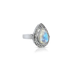 Blauer Mondstein Diamant Birne Statement-Ring