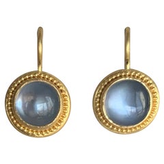 Blue Moonstone Earrings in 22 Karat Gold