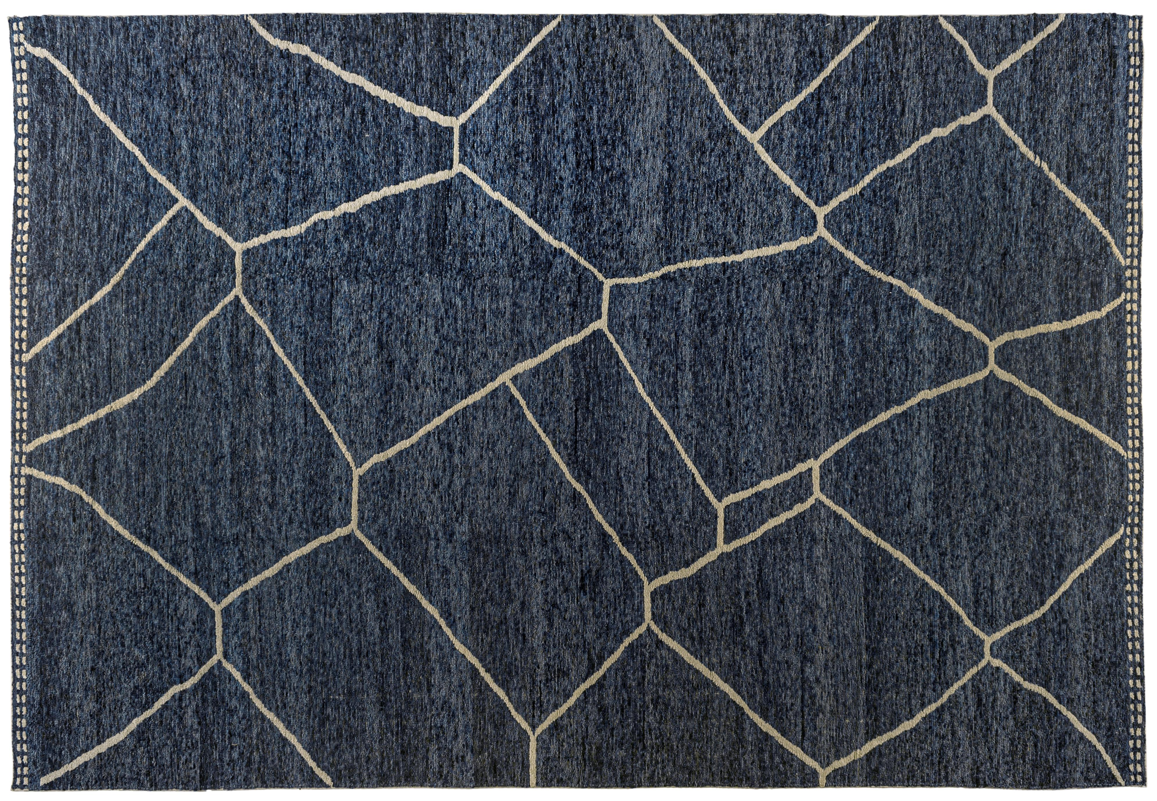 Hand-Knotted Blue Moroccan Inspired Rug For Sale