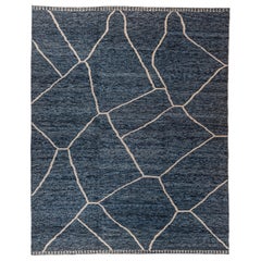 Blue Moroccan Rug With Orange Boxes For, African Inspired Rugs