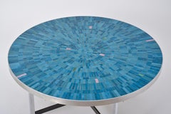 Blue German Mid-Century Modern Mosaic coffee table Berthold Mueller-Oerlinghaus