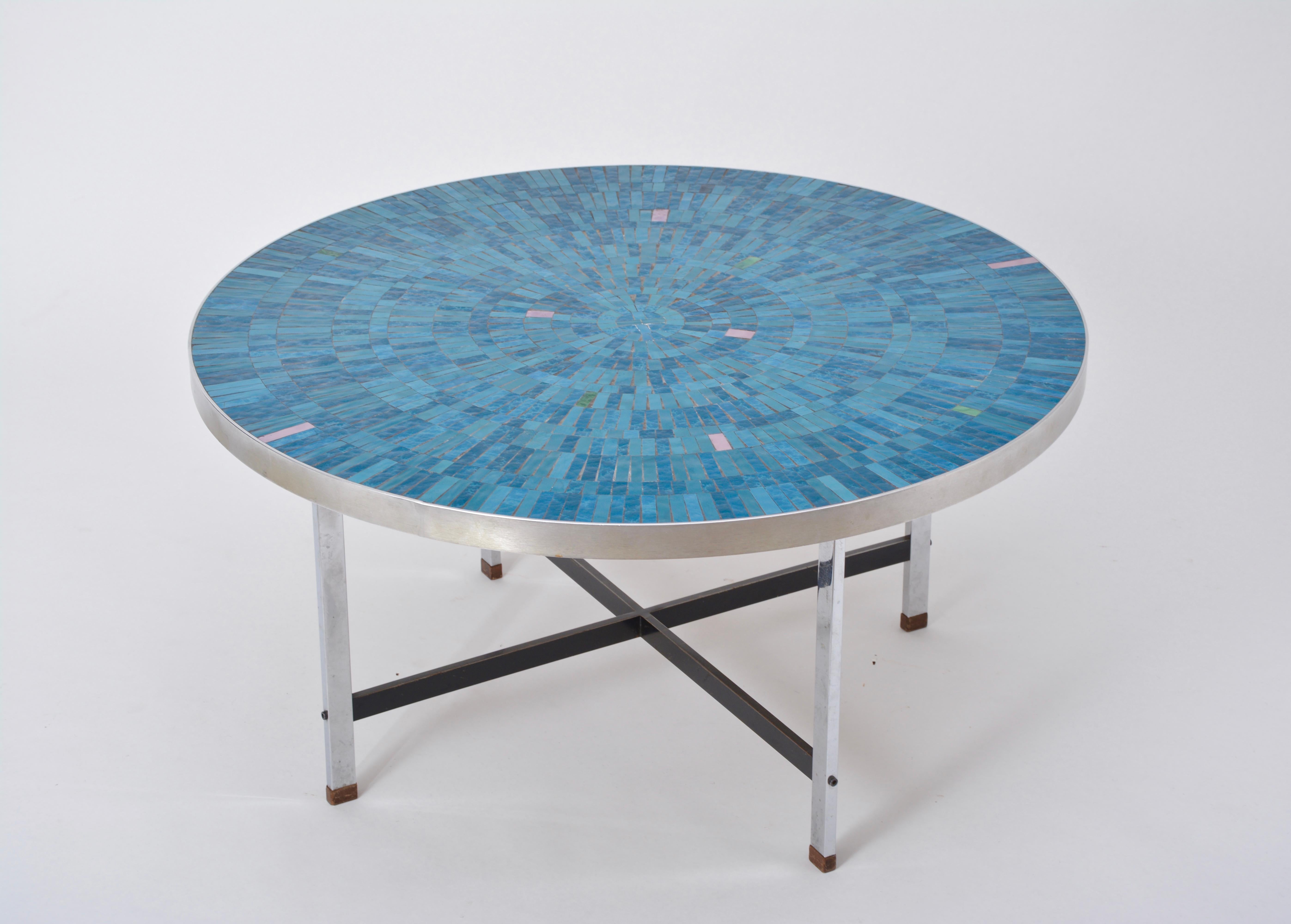 blue mosaic coffee table