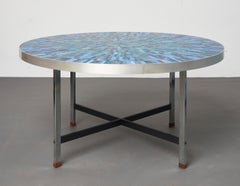 Blue Mosaic Tile and Metal Coffee Table by Berthold Müller, Germany 1960-1970