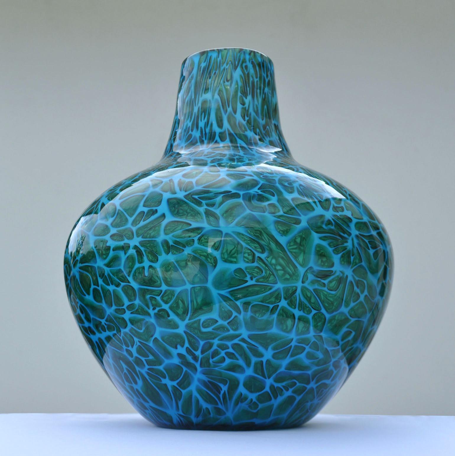 Mid-20th Century Blue Mosaico Vase Attributed to Fratelli Toso, 1950s, Italy
