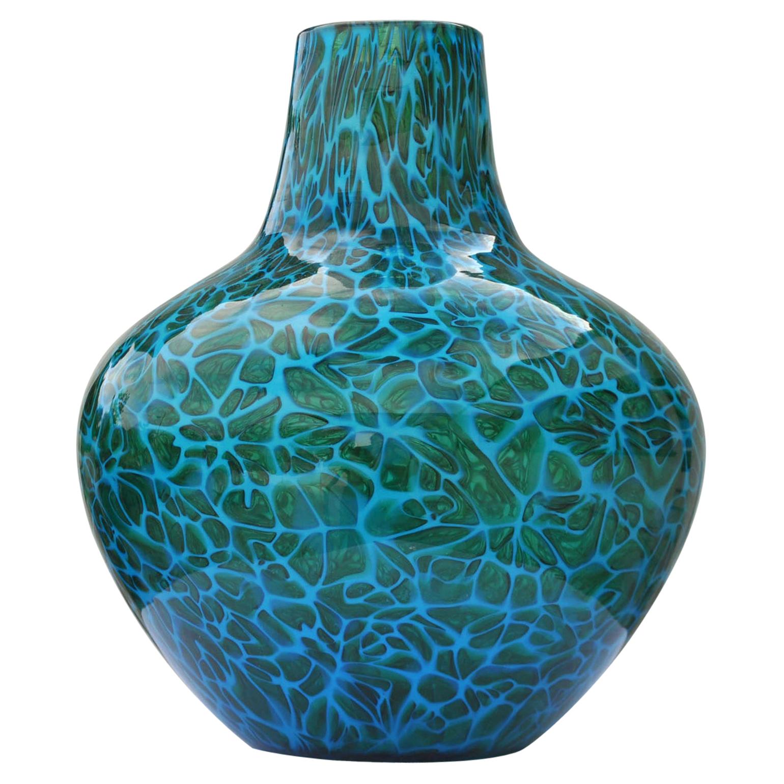 Blue Mosaico Vase Attributed to Fratelli Toso, 1950s, Italy