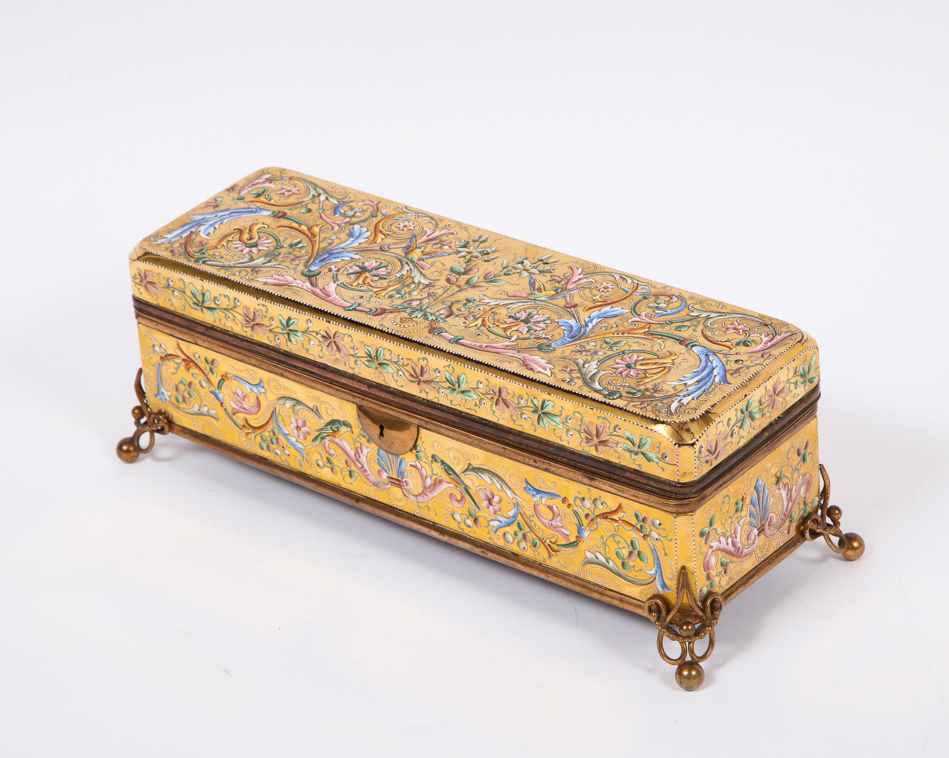Bronze Blue Moser Crystal and Enameled Box Made for the Islamic or Moorish Market For Sale