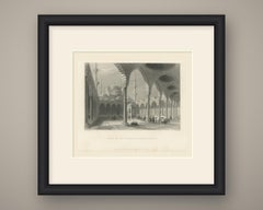 Cour de la Mosquée Bleue, Istanbul, d'après W.H. Bartlett, gravure, vers 1838