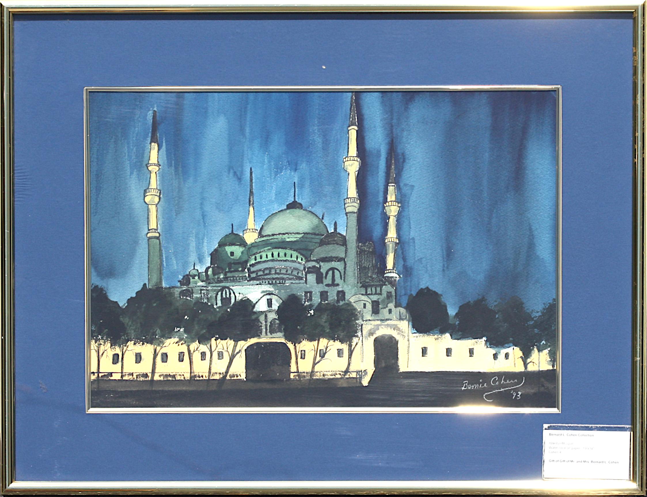 
Moschea Blu, Istanbul, Acquerello
Bonnie Cohen, (americana, XX secolo), Moschea, Istanbul, 1993, acquerello su carta, firmato, datato, a sinistra.
14 x 19 pollici, in totale 21,5 x 26,75 pollici.
Provenienza: Precedentemente proprietà della Lynn