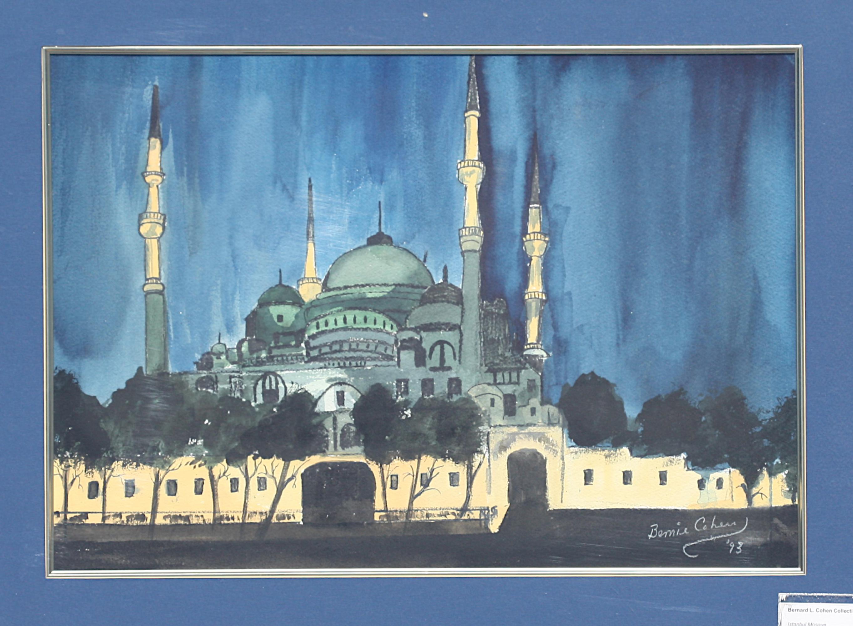 Moschea Blu, Istanbul, Acquerello In condizioni buone in vendita a West Palm Beach, FL
