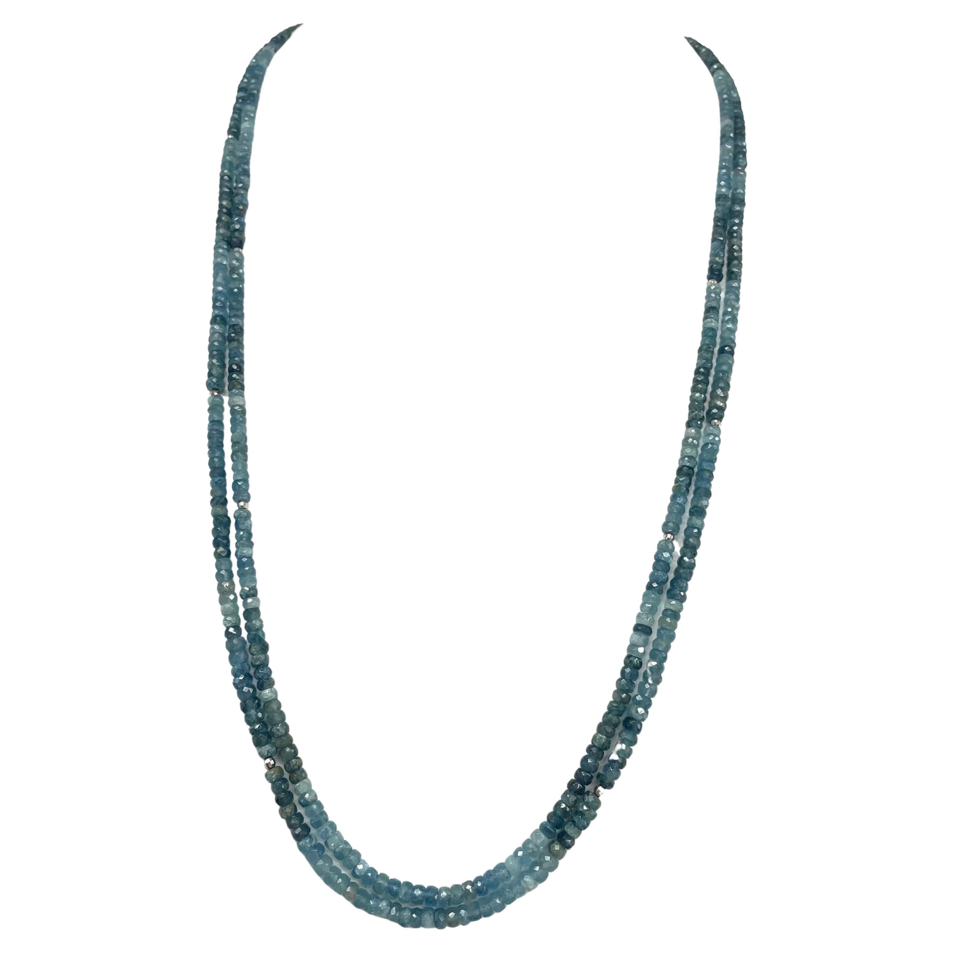 Blue Moss Aquamarine Double Strand Ombre Paradizia Necklace In New Condition For Sale In Laguna Beach, CA