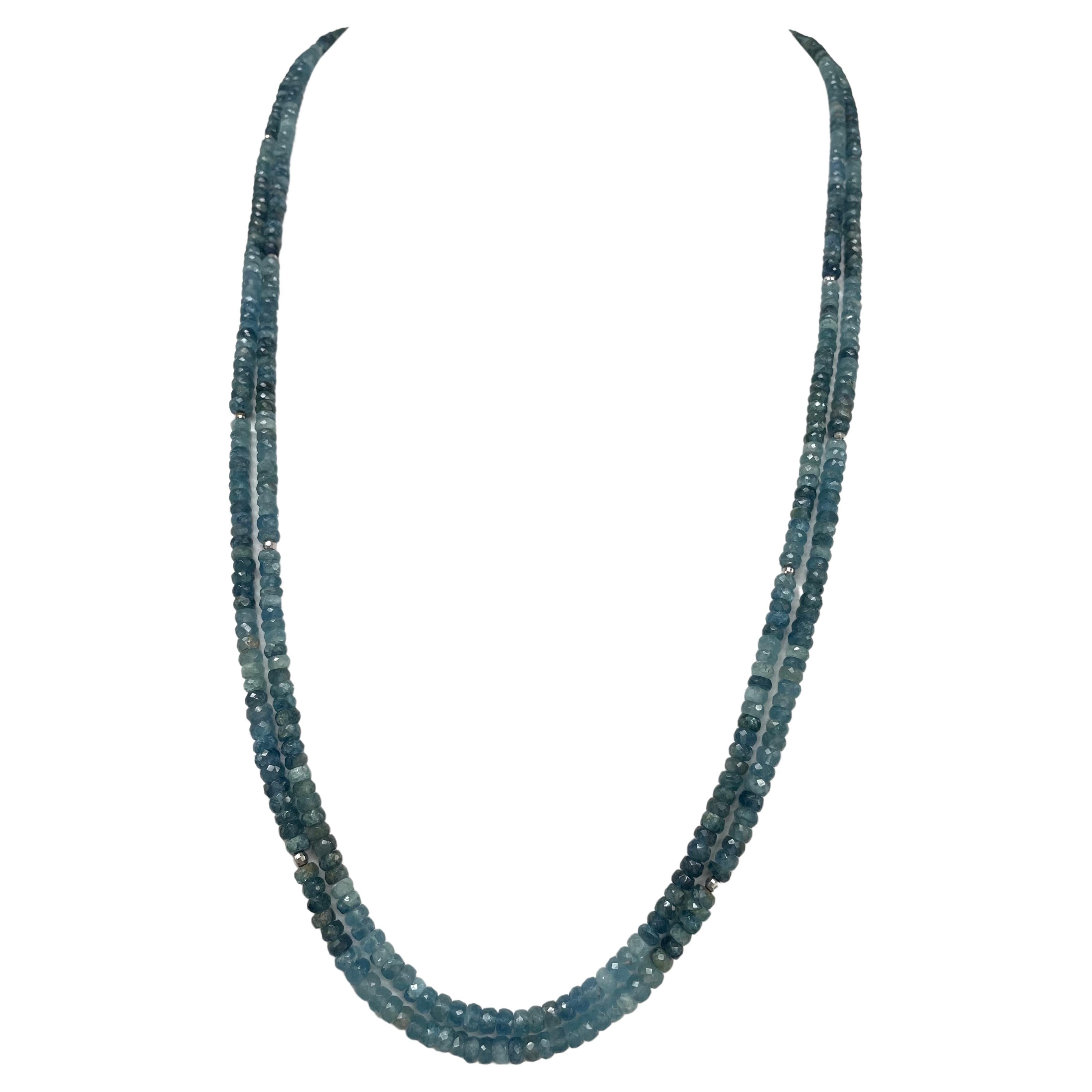 Collier Paradizia  double rang d'aigue-marine bleue mousse en vente 2