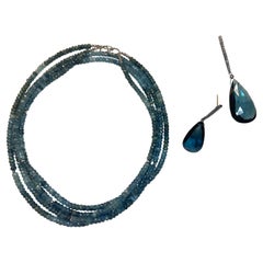 Collier Paradizia  double rang d'aigue-marine bleue mousse