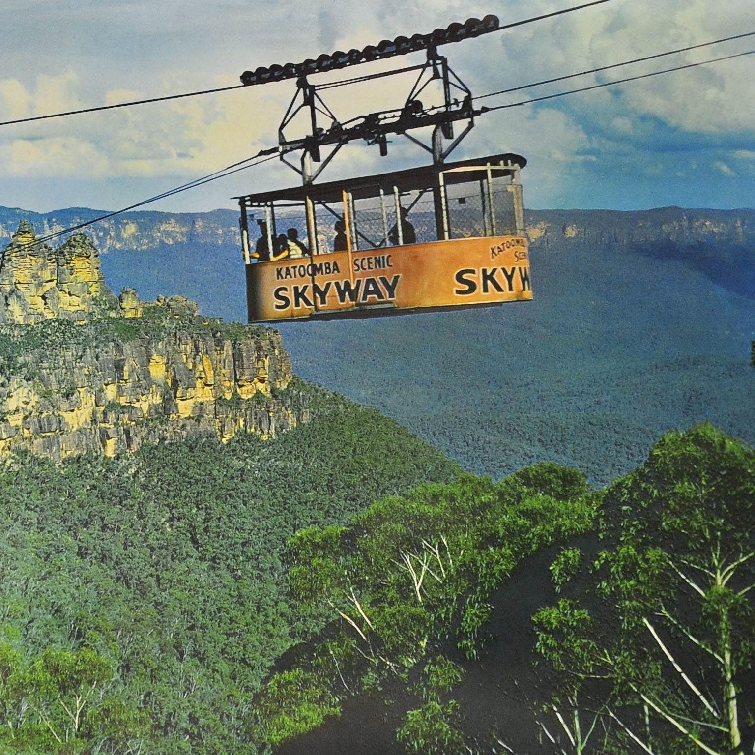 Blue Mountains Ropeway New South Wales Australia Cottagecore Vinteage Wall Chart In Good Condition For Sale In Berghuelen, DE