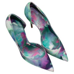 Blue & Multicolor Christian Louboutin Iriza 100 Watercolor Print Pumps Size 40