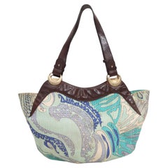 Blue & Multicolor Emilio Pucci Printed Canvas Shoulder Bag