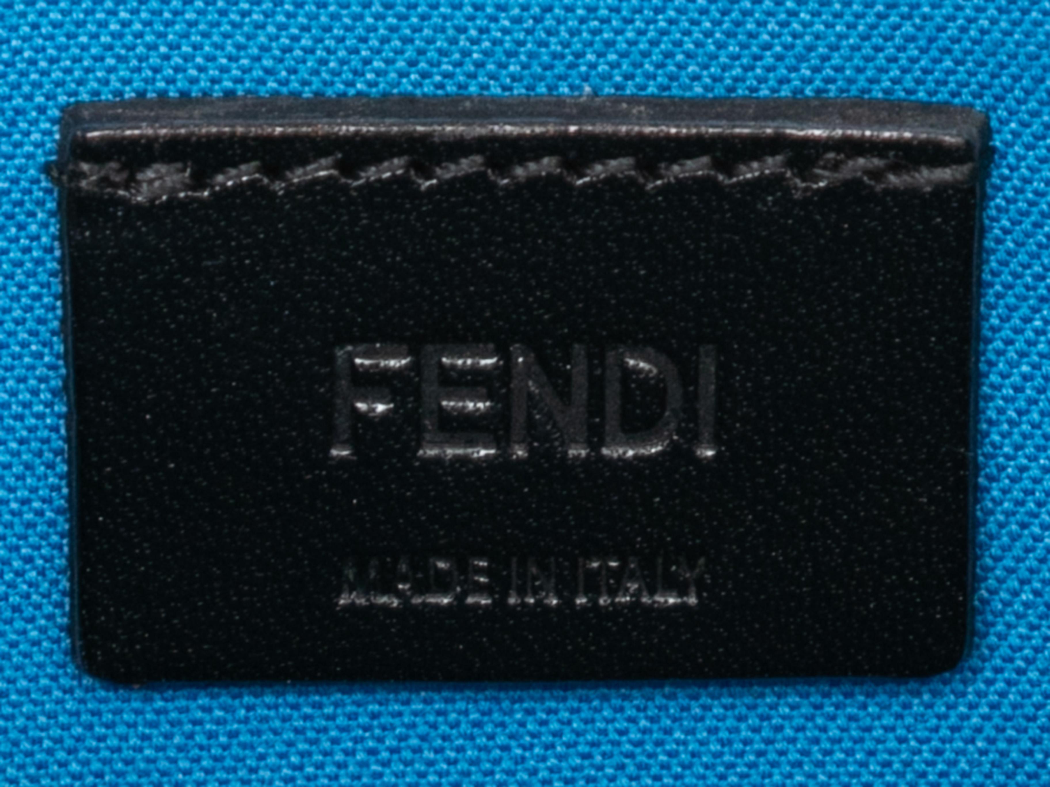 Blue and multicolor Monster zip pochette by Fendi. 4.5