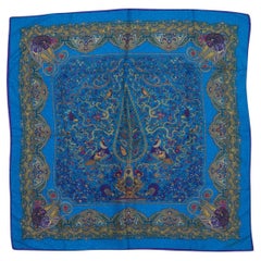 Blue & Multicolor Fendi Paisley Print Silk Scarf