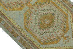 Blue Multicolor Handwoven Wool Turkish Oushak Runner 3' x 10'6"