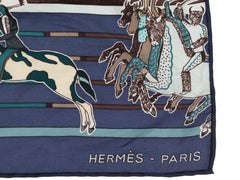 Blue & Multicolor Hermes Carre En Carres Motif Printed Silk Scarf