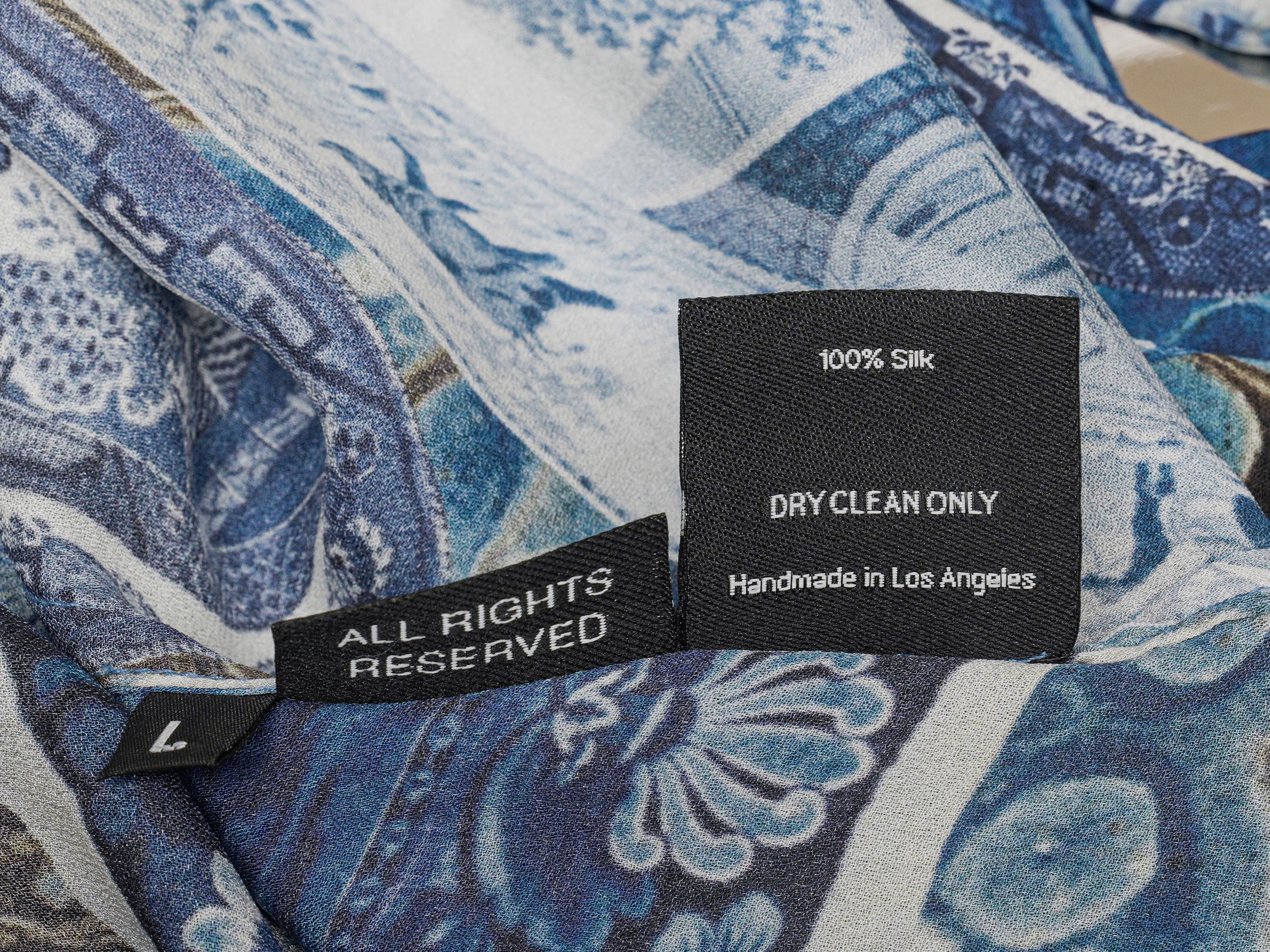 Blue & Multicolor Libertine Printed Silk Blouse Size US L In Good Condition In New York, NY