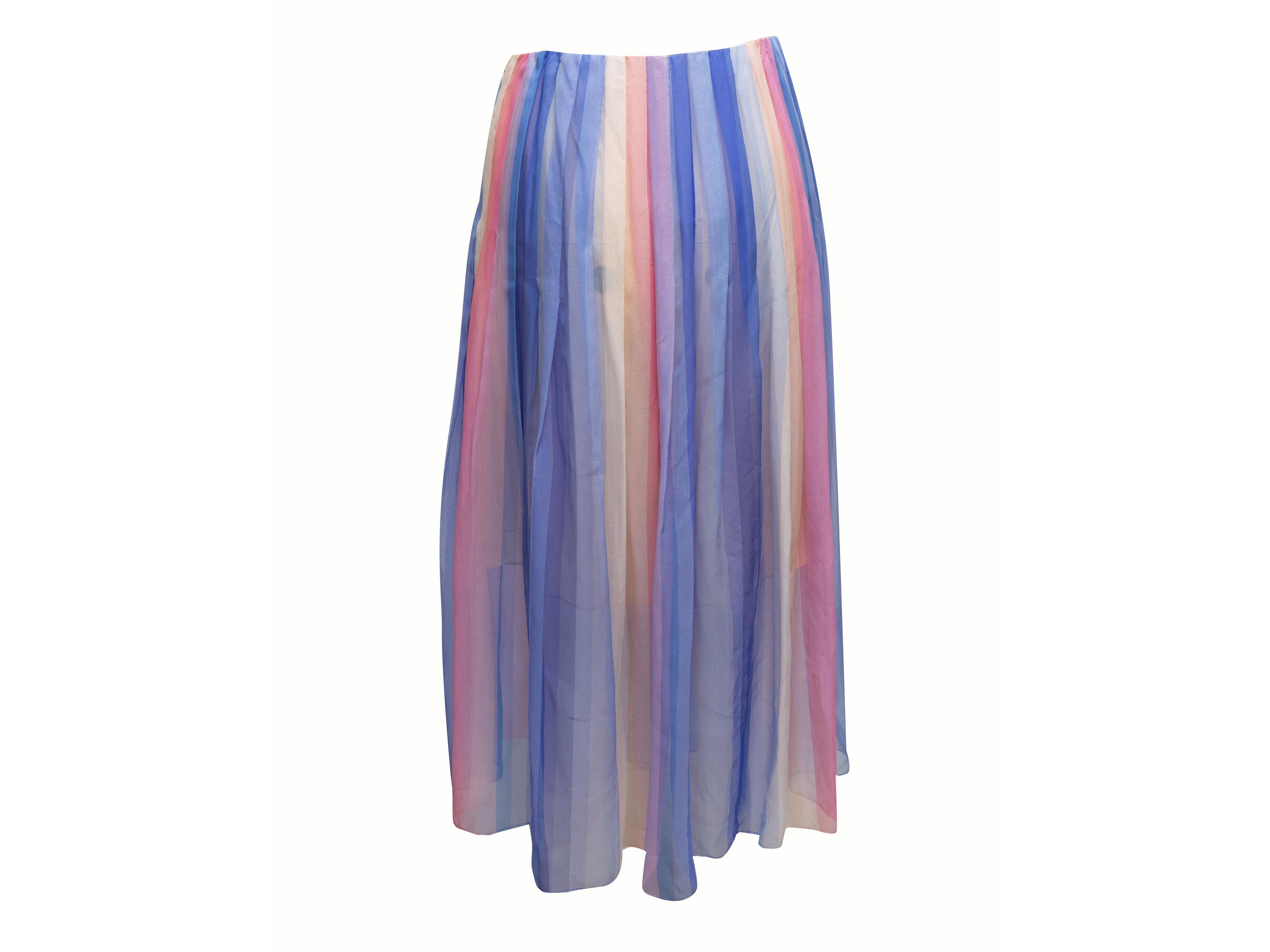 Blau & Multicolor Oscar de la Renta Frühling/Sommer 2023 Gestreifter Seidenrock Größe U (Grau) im Angebot