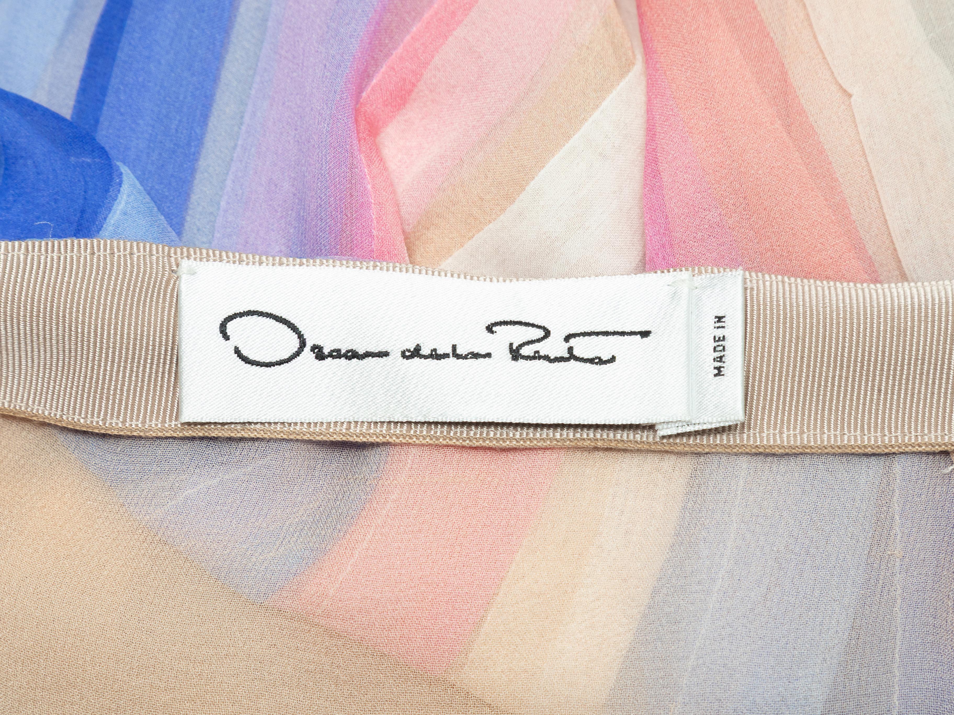 Blau & Multicolor Oscar de la Renta Frühling/Sommer 2023 Gestreifter Seidenrock Größe U im Zustand „Gut“ im Angebot in New York, NY