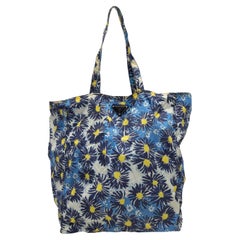 Borsa Prada blu e multicolore con stampa floreale in nylon