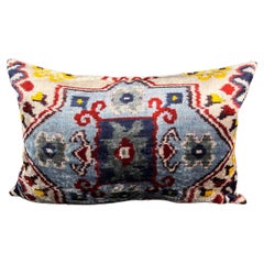 Blue Multicolor Velvet Silk Ikat Pillow Cover