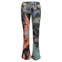 Blaue & mehrfarbige Voyage Passion Jeans mit Gemäldedruck in Blau Größe 28